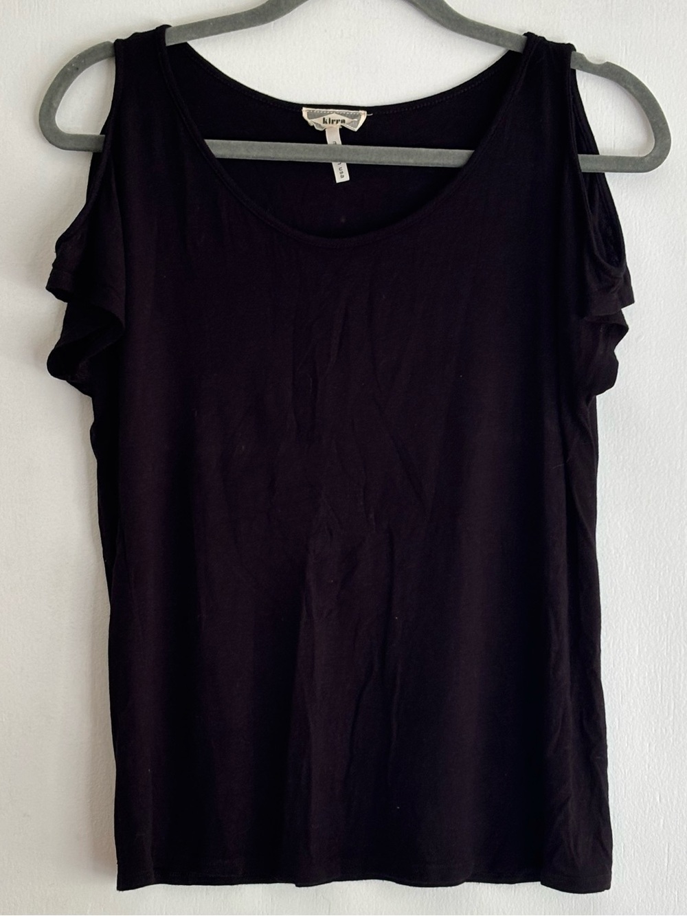 Kirra Black Cold-Shoulder Tank Top